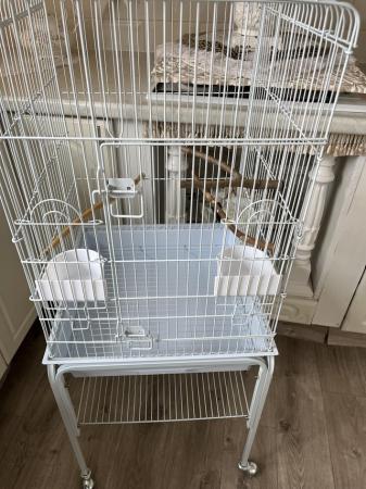 Image 2 of White bird cage and stand