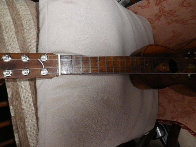 Preview of the first image of SMALL GUITAR/UKULELE 6 STRING 16" OLIVE WOOD SLIMLINE.