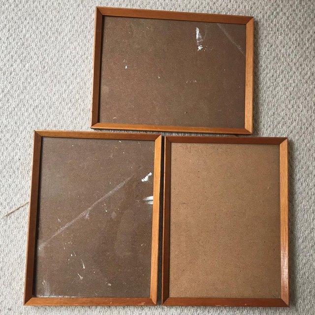 Preview of the first image of 3 vintage hanging picture frames, 2 glazed. Each 15½” x 12”.