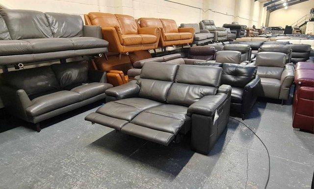 Image 6 of Laurence dark grey leather electric recliner 2 seater sofa