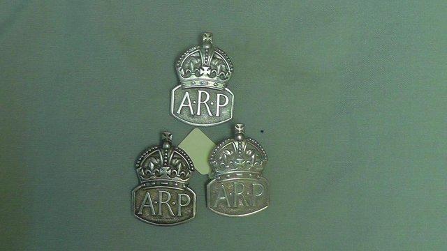 Image 5 of Three Silver A.R.P. Badges for sale as a single lot.
