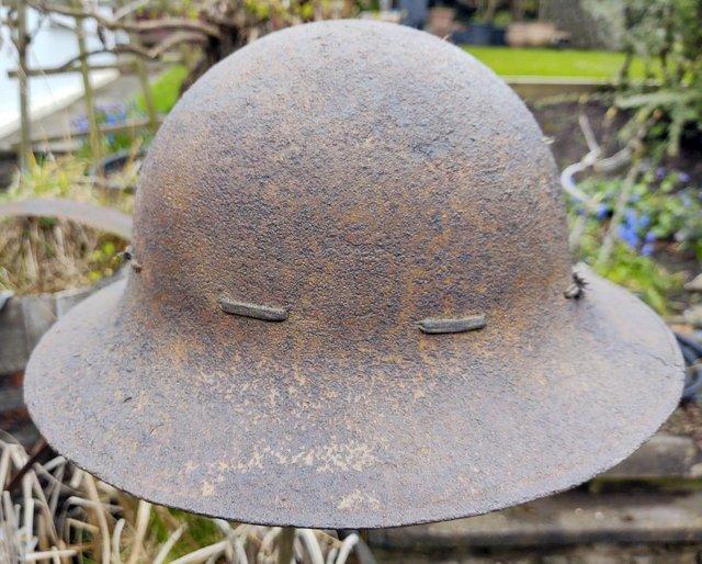 Preview of the first image of A WW2 Zuckerman Helmet with Liner. Marked 1941.