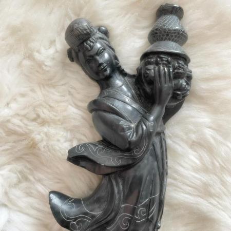 Image 1 of Antique Chinese Lady Immortal Sage Holding Water Pitcher Car