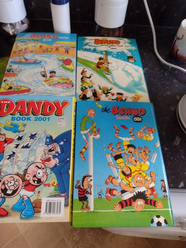 Preview of the first image of Three Beano's books + 1 dandy book.