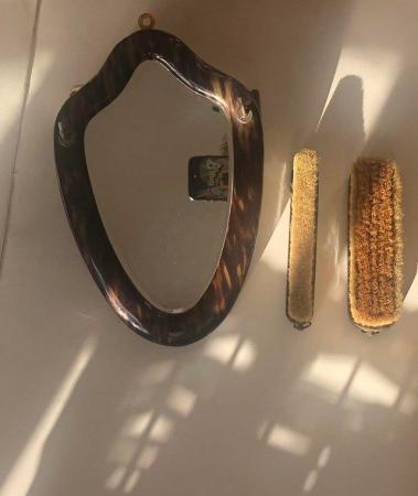 Image 3 of Art deco tortoiseshell Bakelite hall mirror & brush set