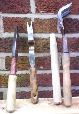 Image 3 of vintage  granddads hand garden tools.Rake fork-rare find.Tro
