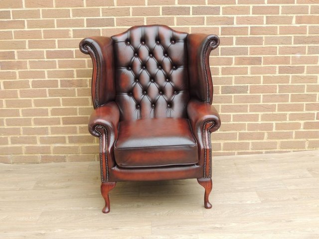 Preview of the first image of Luxury Queen Anne Chesterfield Wingback Armchair (UK Deliver.