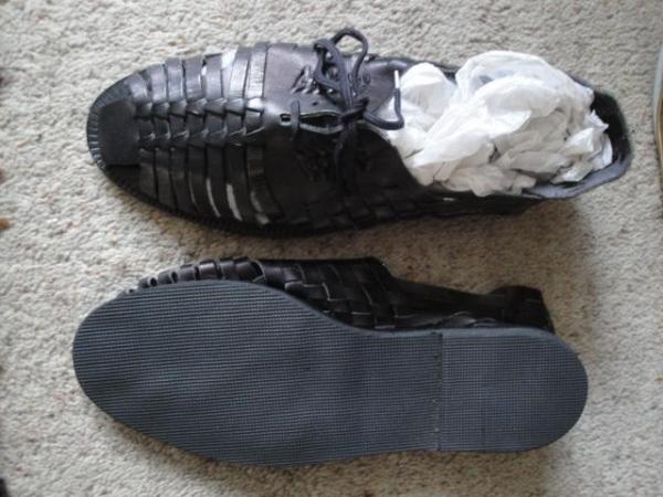 Image 2 of New Black Sandals, Mesh Leather Uppers Size 11 (C327)