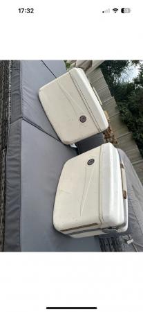 Image 1 of Vintage Craven White Motorcycle Panniers  Classic Bikes