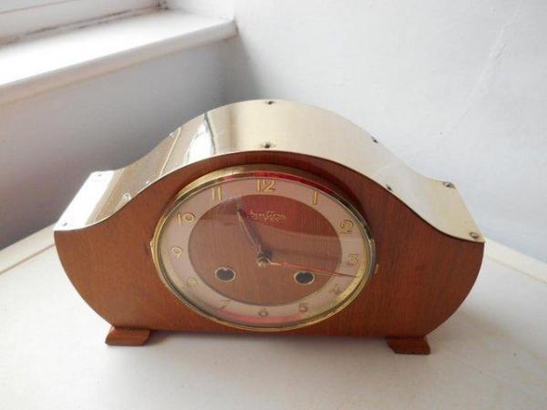 Image 2 of A brass topped striking Hermle mantle clock
