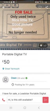Image 1 of I Have For Sale  a Portable Digital TV