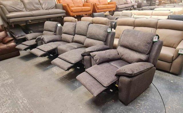 Image 10 of Goodwood grey fabric recliner 3 seater sofa and 2 armchairs