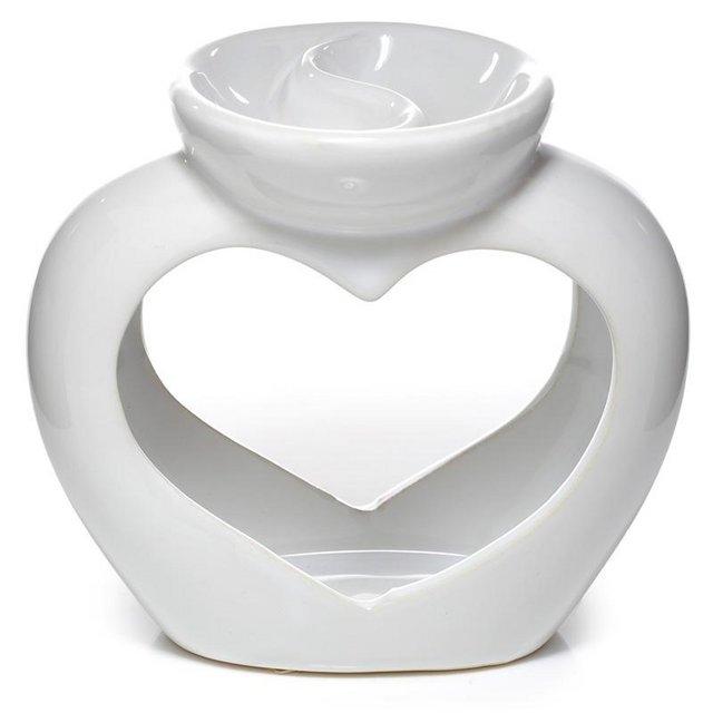 Preview of the first image of Ceramic Heart Shaped Double Dish and Tea Light Oil and Wax B.