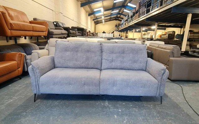 Image 4 of Bolzano grey fabric electric recliner 3 seater sofa