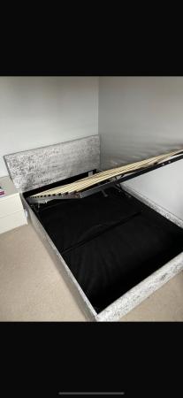Image 1 of Double ottoman velvet bed