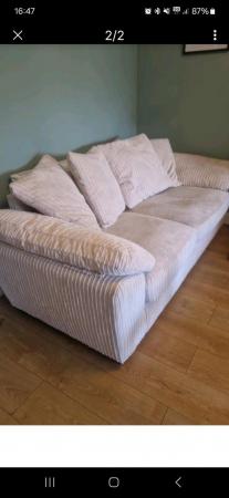 Image 1 of 3 seater sofa,cream  x2 excellent condition