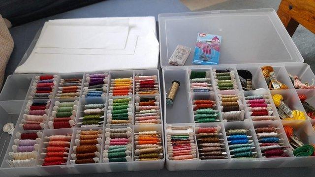 Preview of the first image of Amazing Cross stitch bundle - thread, box & fabric.
