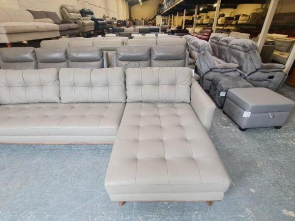 Image 8 of Dwell Albi grey leather chaise corner sofa