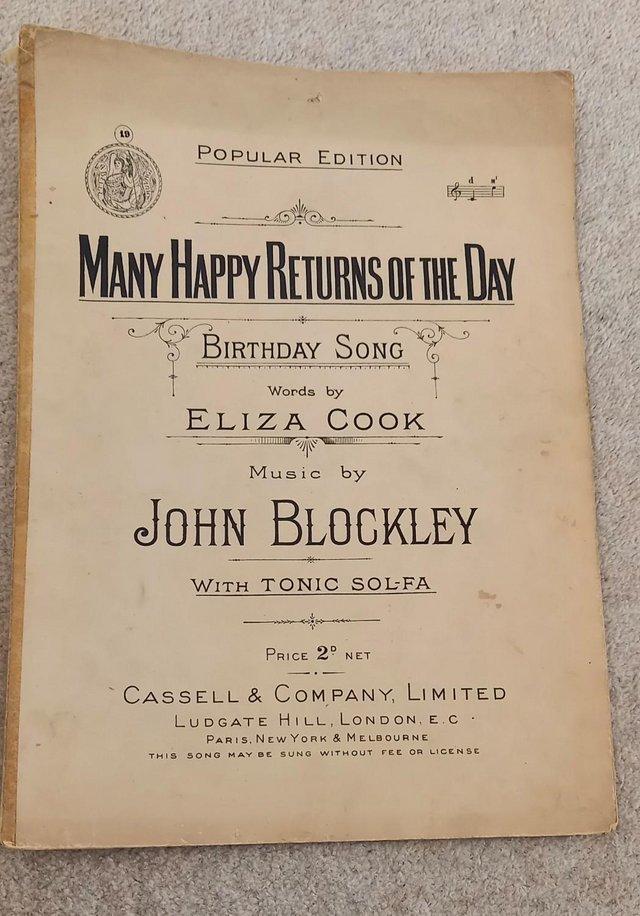 Preview of the first image of Many Happy Returns of the Day Sheet Music.