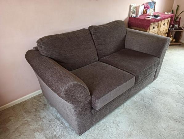 Image 3 of Sofa - chocolate coloured 2/3 seater