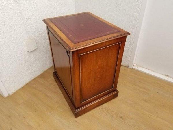 Image 13 of Beautiful ox blood leather and mahogany desk with cabinet.