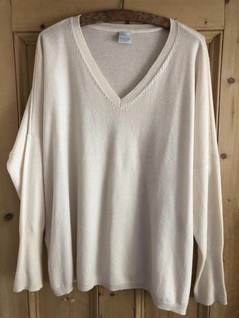 Preview of the first image of Madeleine V-neck Cream Jumper.