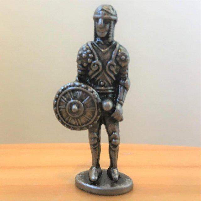 Preview of the first image of Vintage mid-late 1980s metal model early Medieval (?) knight.