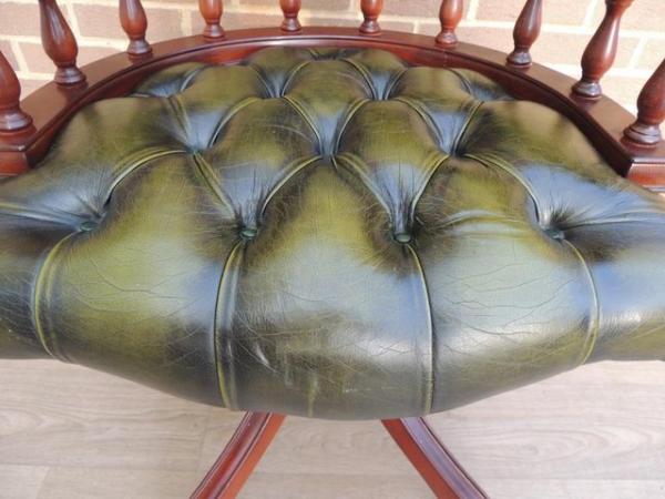 Image 11 of Antique Green Fully Buttoned Captains Chair (UK Delivery)