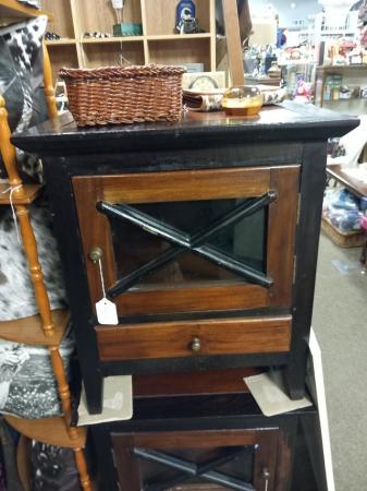 Image 2 of Vintage style side table with drawer and door