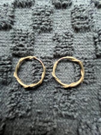 Image 1 of 9ct Gold Sleeper Hoop Earrings…………