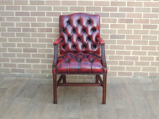 Preview of the first image of Chesterfield Ox Blood Fully Buttoned Chair (UK Delivery).