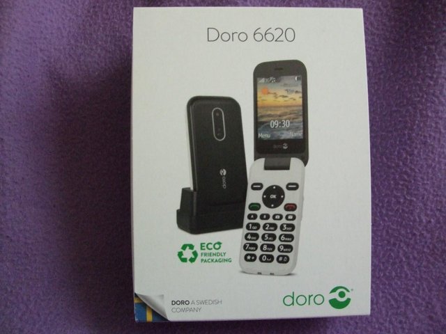 Preview of the first image of New Doro 6620 Tesco/02 Mobile Red Flip Phone.