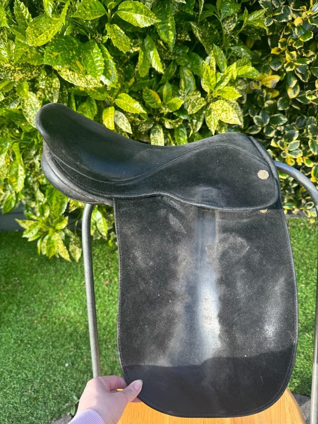 Preview of the first image of Farrington 15 Inch Black Suede Saddle.