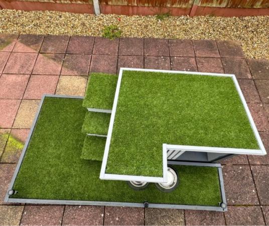 Image 9 of Modern Dog House with Artificial Grass Platform and Roof