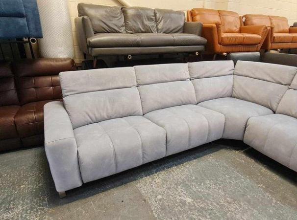 Image 17 of Marvella light blue fabric electric recliner corner sofa