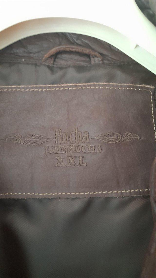 Preview of the first image of Original Rocha John Rocha dark brown leather jacket 2XX.