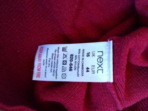 Image 2 of Next red roll-neck long sleeve cotton jumper- size 16 (UK)