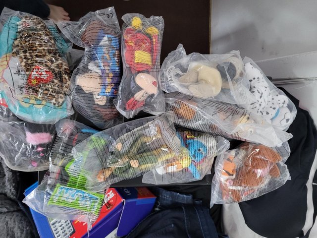Preview of the first image of Unopened, still in plastic bags, Macdonalds Happy Meal toys.