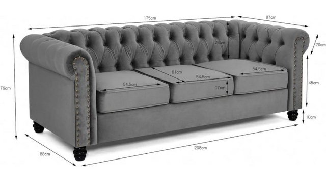 Image 3 of 2 x 3 seater royal blue chesterfield sofas