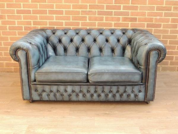 Image 2 of Chesterfield Blue Sofa (UK Delivery