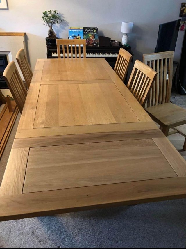 Preview of the first image of Solid Oak Dining Table and 6 Chairs.