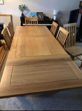 Image 1 of Solid Oak Dining Table and 6 Chairs