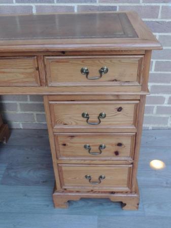 Image 13 of Welsh Pine Pedestal Desk with Leather Top (UK Delivery)