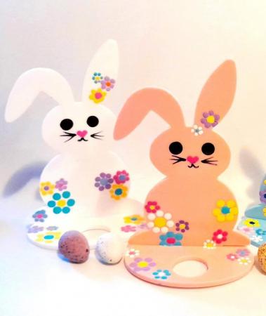 Image 2 of Easter bunnies and eggs - hand painted to help beat cancer.