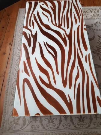 Image 3 of Zebra effect Coffee table/glass top