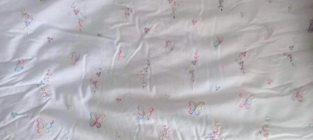 Image 2 of AS NEW DELICATELY EMBROIDERED BUTTERFLY DUVET FOR COT.