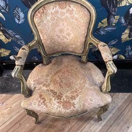 Preview of the first image of Lovely vintage French Louis style Carver armchair original f.