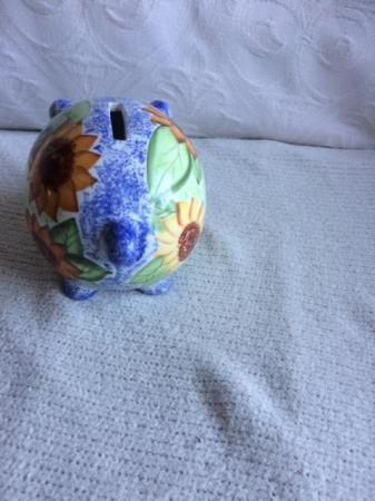 Image 3 of Lovely Ceramic Piggy Bank with flowers on it