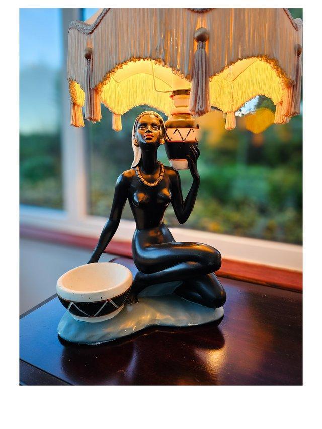 Preview of the first image of Vintage nieri chalkware lady lamp.