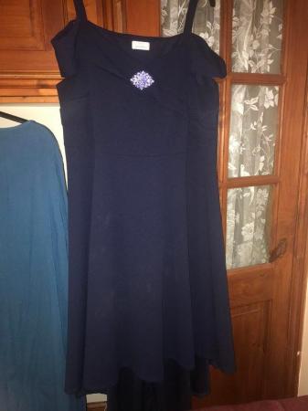 Image 3 of Navy fishtail dress size 24 and gold shawl